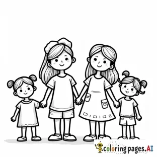 Family of 4, 2 little girls one big one small