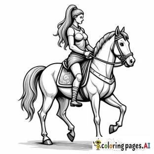 female warrior on a war horse