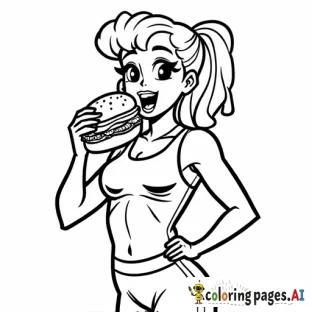 fit girl eating a BIG JUICY BURGER