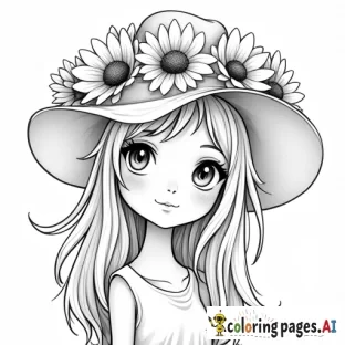 flowers in a girl's hat