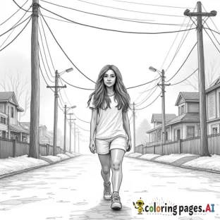 Frame Marley walking briskly under the streetlights, placing her in sharp focus. The background should feel distant, with a shallow depth of field that blurs the misty street and the dark shadows around her. Gaffer: Set a soft key light from the streetlights that highlights Marley’s face, creating a subtle halo around her. The rest of the neighborhood should remain darker and blurred, amplifying her isolation in the quiet suburban world.