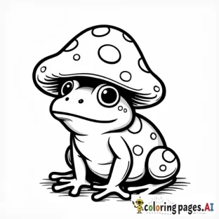 frog wearing mushroom hat cute