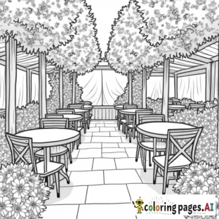 GARDEN CAFE WITH WEDDING DECORATIONS