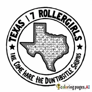 generate a coloring page from the texas rollergirls circle logo