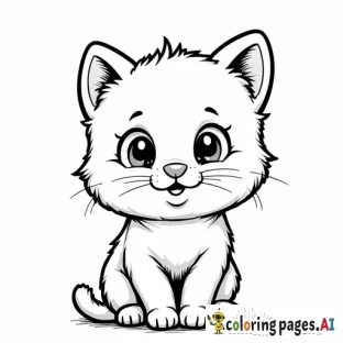 generate a cute kitten using line art. cut complicated - Free Printable Coloring Page