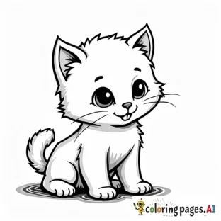 generate a cute kitten using line art. cut complicated - Free Printable Coloring Page