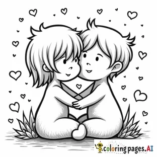 Generate coloring sheets that describe love