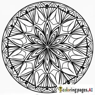 geometric mandala, sacred geometry, complex line art, for stress relief coloring