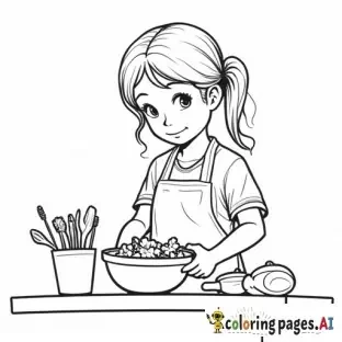 girl cooking in the kitchen