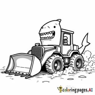 grandma shark driving bulldozer