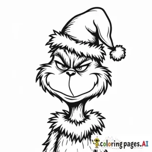 grinch coloring page for kids that says Happy Grinch Day