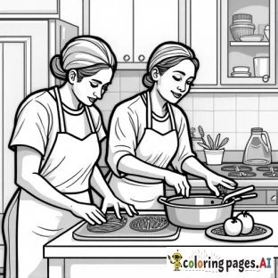 Hispanic women multi generations in kitchen