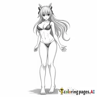 Hot anime girl, naked, bent over with her ass in the air