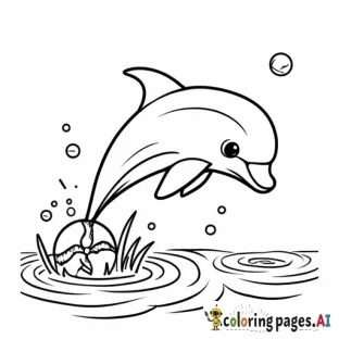 I need a dolphin in the sea playing with a ball