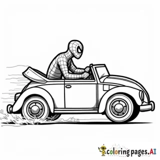 Driving car spiderman