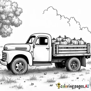 the word "MARK" with an old truck with pumpkins in an autumn setting