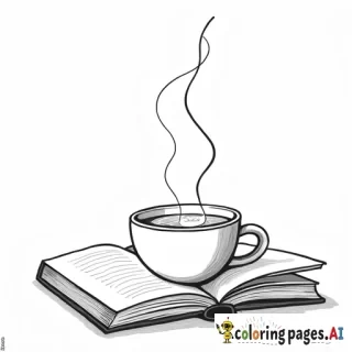 a cup of coffee with a book on the side