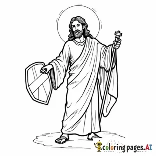 Jesus and a shield