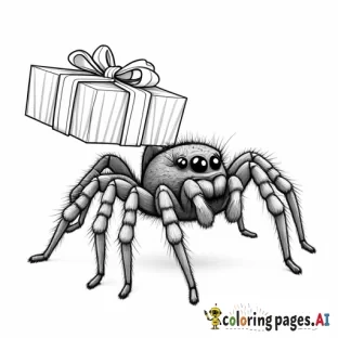 jumping spider holding a present
