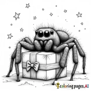 jumping spider opening presents on christmas