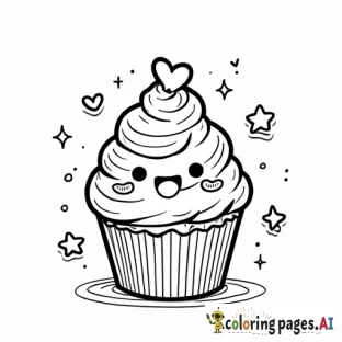 kawaii happy laughing and dancing cupcakes