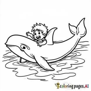 kid danger riding an orca in the ocean