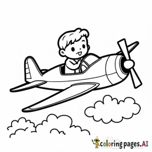 kid driving a plane