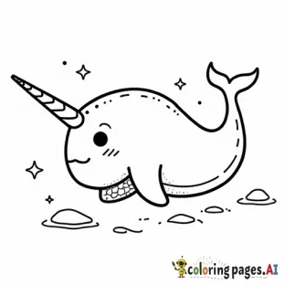 kids narwhal coloring page