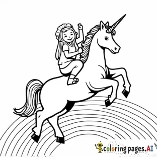 kim jung un riding a unicorn over a rainbow