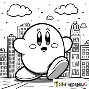 kirby holding a city