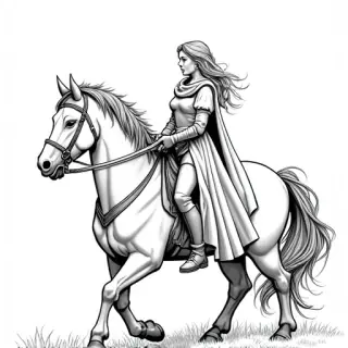 knight with maiden - Free Printable Coloring Page
