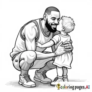LeBron James kissing a child