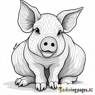 line art mosaic of a pig