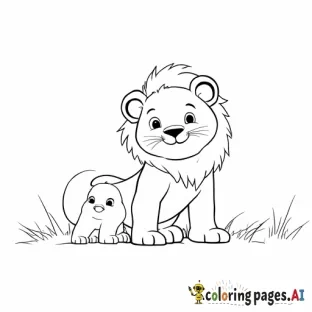 Lion king with a baby