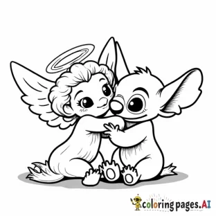 little black girl playing with angel and stitch