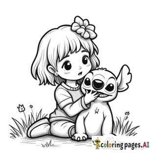 little black girl playing with stitch