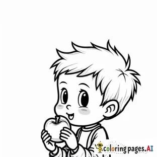 little boy eating a caramel apple