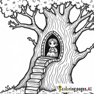 little girl in a tree house castle