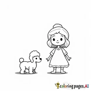 Little girl with two poodles