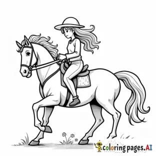 long hair 12yr old girl riding a horse