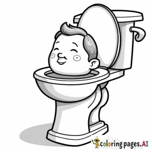 mans head sticking out of a toilet bowl