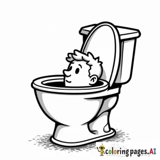 mans head sticking out of a toilet bowl