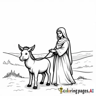 mary and joseph travelling to bethlehem on a donkey, very easy