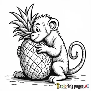 monkey eating a pineapple