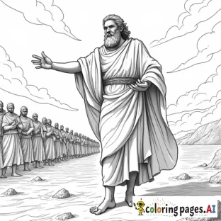 MOSES OPENING THE RED SEA WITH CHARRIOTS BEHIND HIM