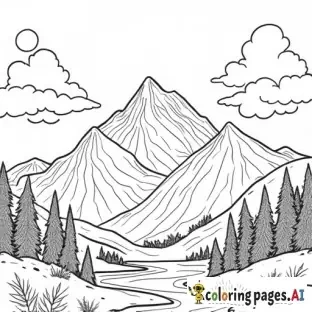 mountain, nature-filled coloring pages with the words "be still and know" somewhere on the page.