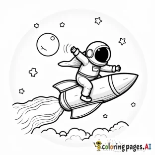 my teacher riding a  rocket in outerspace