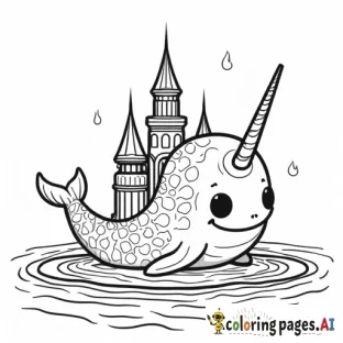 narwhal building a waffle castle with jelly