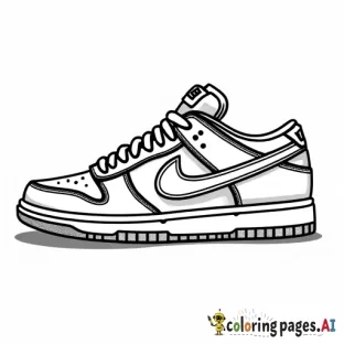 nike dunks coloring page with nails — AI Coloring Page Generator