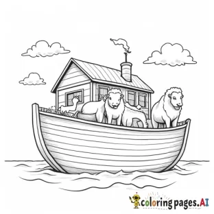 Noah loading animals into the ark
